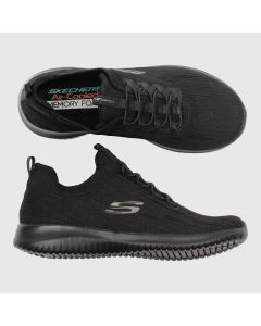 Svart ultralätt sneakers från Skechers. Bekväm drag-på-modell.