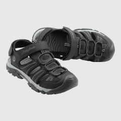 Svart och grå hikingsandal med ställbar bakrem.