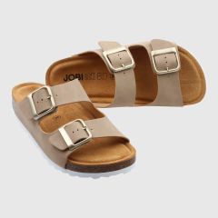 beige sandal, toffel med softsole 8.0