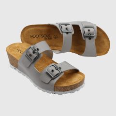 Sandaletter för kräsna fötter. Grå skinnsandalett från Footsoul.