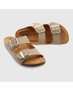 beige sandal, toffel med softsole 8.0