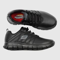 Skechers halksäkra arbetssko i svart. 76576