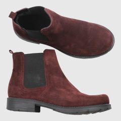 Jodhpurs / chelsea boots i vinröd nubuck.