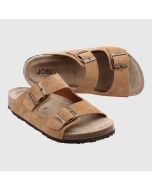Sandal REKO Eko-mocka i brunt. Korkfotbädd. SoftSole 8.0