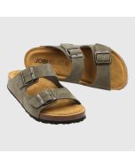 Sandal REKO Eko-mocka i khaki. Korkfotbädd. SoftSole 8.0