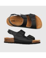 Svarta arbetsskor med hälrem, ergonomisk sandal på korkfotbädd. SoftSole 8.0
