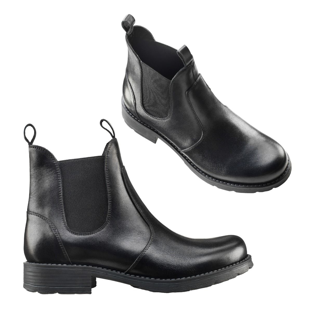 Klassisk svart jodhpurs i skinn med bekväm dämpningssula.