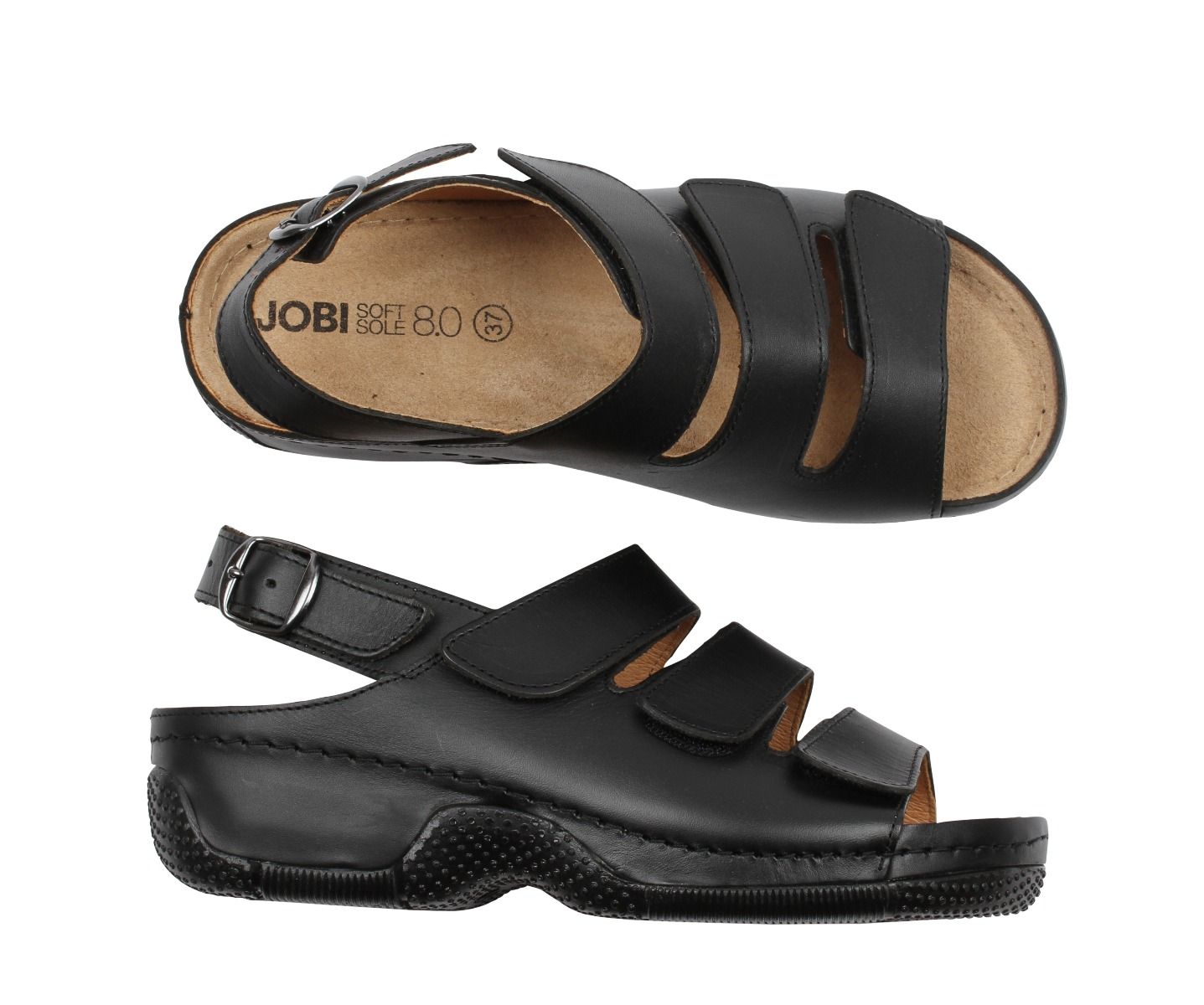 Sandal för kräsna fötter. 8 mm maximalt dämpande minnessula och fyra ställbara remmar.