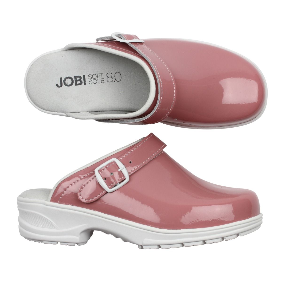Gammelrosa mjuktoffel med Softsole 8.0. Sula med dämpning och avlastning, arbetssko för vård, skola och omsorg.