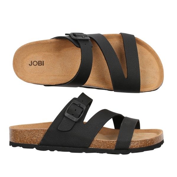 Arbetssko i ny sandalmodell. Svart matt ovandel och skön ergonomisk fotbädd på sviktande korksula.