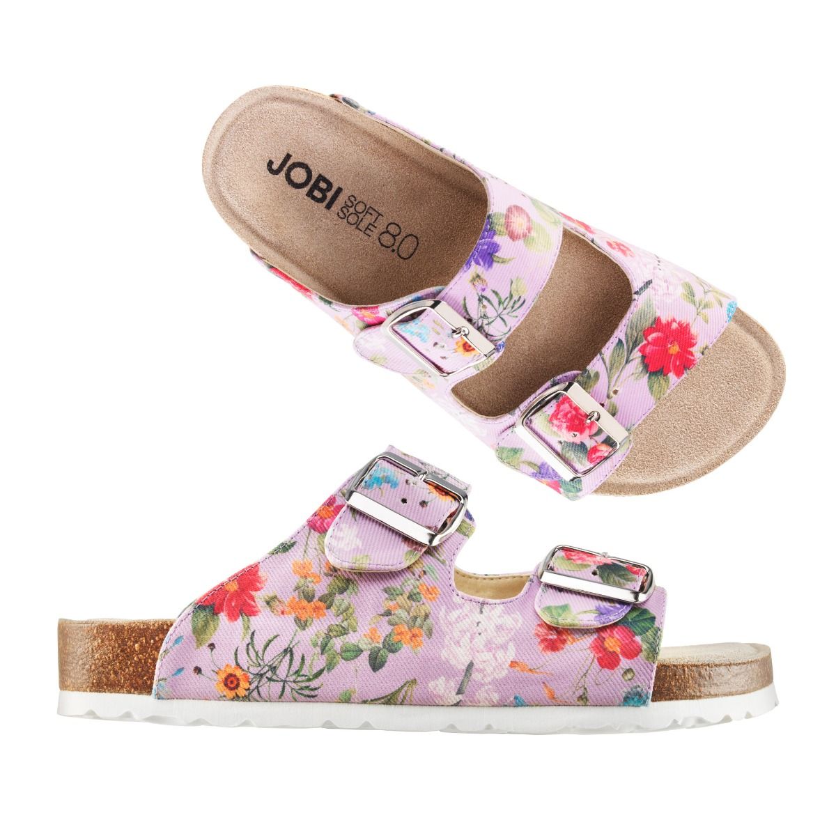 Somrigt blommig sandal i canvas. Bekväm med mycket god dämpning.