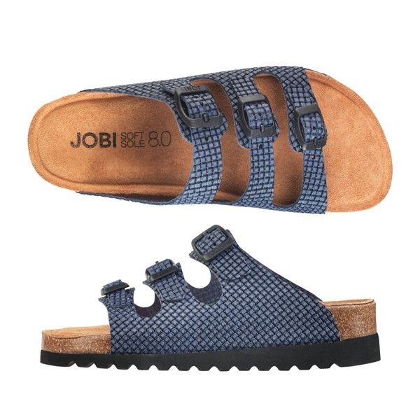 Sandal med Softsole 8.0 - sobert blå ovandel av präglat skinn.