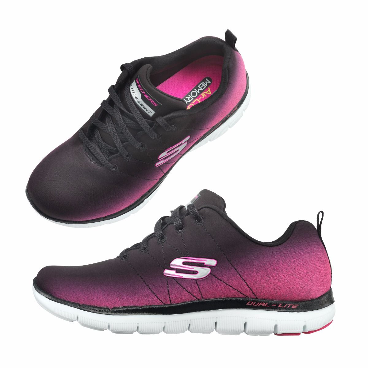 Läcker Skecherssneaker i svart/rosa/lila. Superskön. Supesnygg!