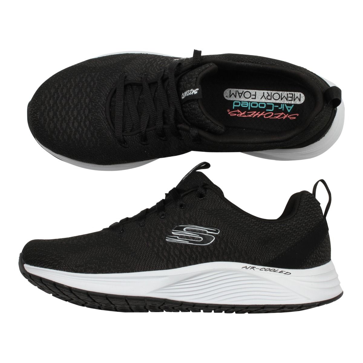 Svarta sneakers Skechers Skyline Surefire - sköna promenadskor.