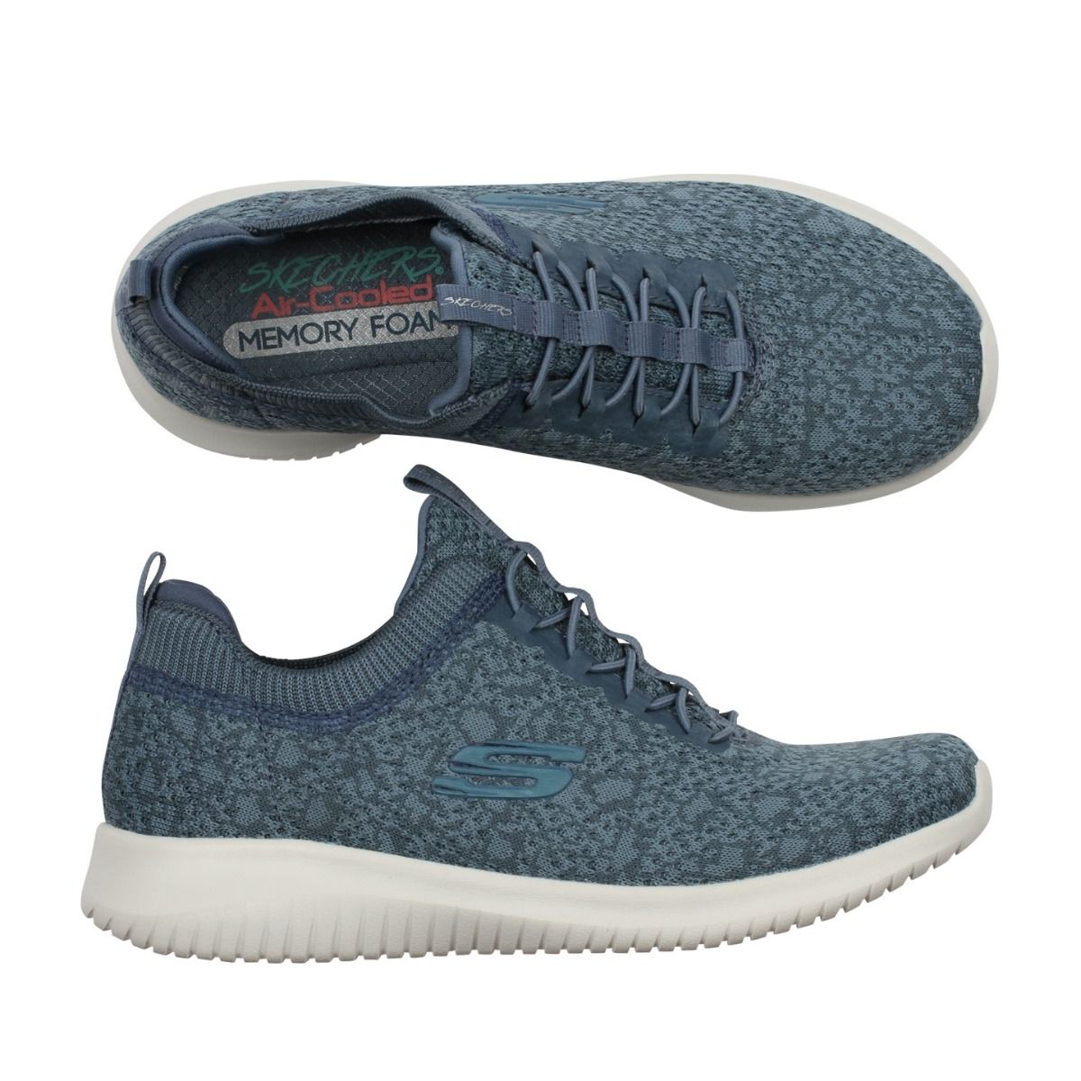 Skechers Ultra Flex High Reach duvblå sneakers med Skechers Aircooled Memoryfoam-sula.