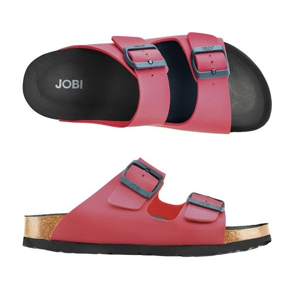 Skinnfri sandal, prisvärd arbetssko i härligt rosarött.
