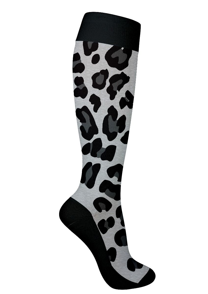 Stödstrumpor med leopardmönster. Medium kompression.