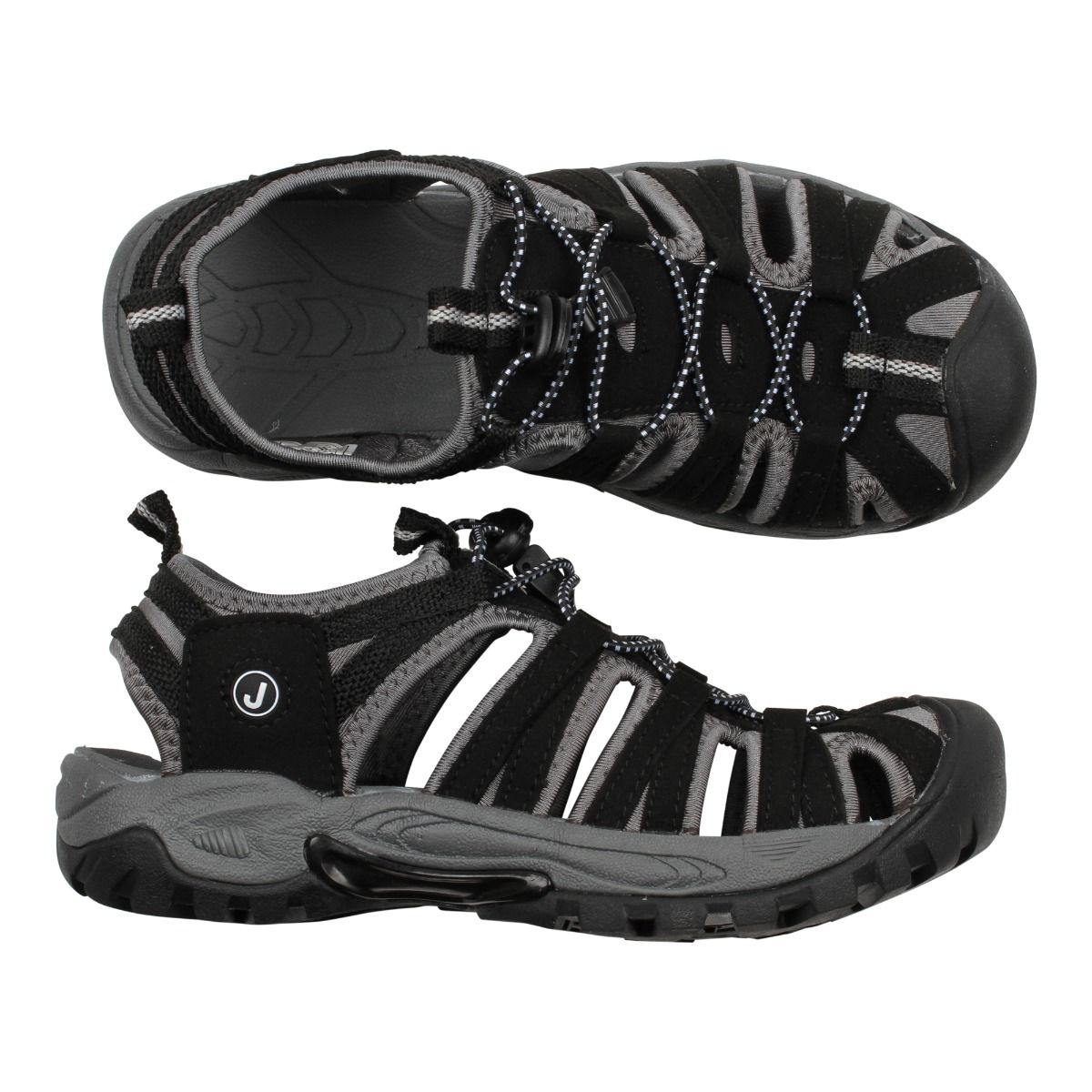 Svarta lätta arbetsskor hikingsandaler med täckt tå. Avlastande sula som dämpar avlastar fötter och kropp.