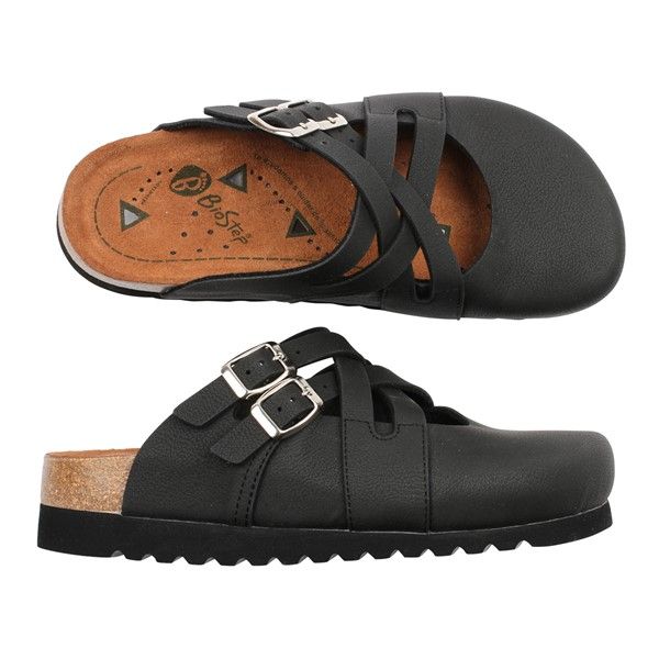 Toffel med magnetsula i svart eco-leather.