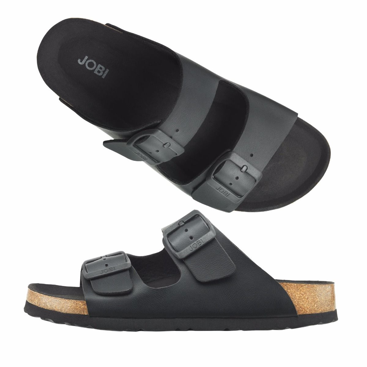 Svart toffel / sandal, helt skinnfri och veganvänlig sko.