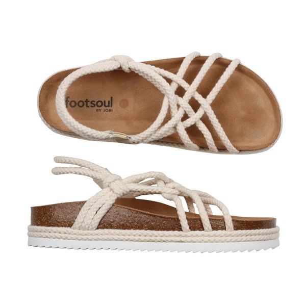 Vit sandal med rep på korkfotbädd à la Birkenstock.